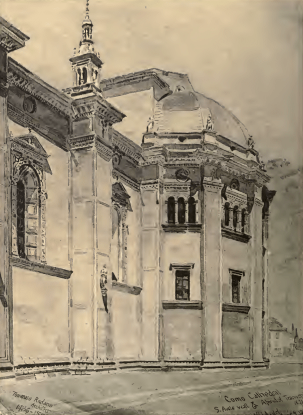 A rendering of Tomasso Rodaro's Cathedral in Como, by William J Anderson